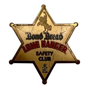 Vintage Bond Bread Lone Ranger Safety Club Badge Pin Signed TLR INC 1938